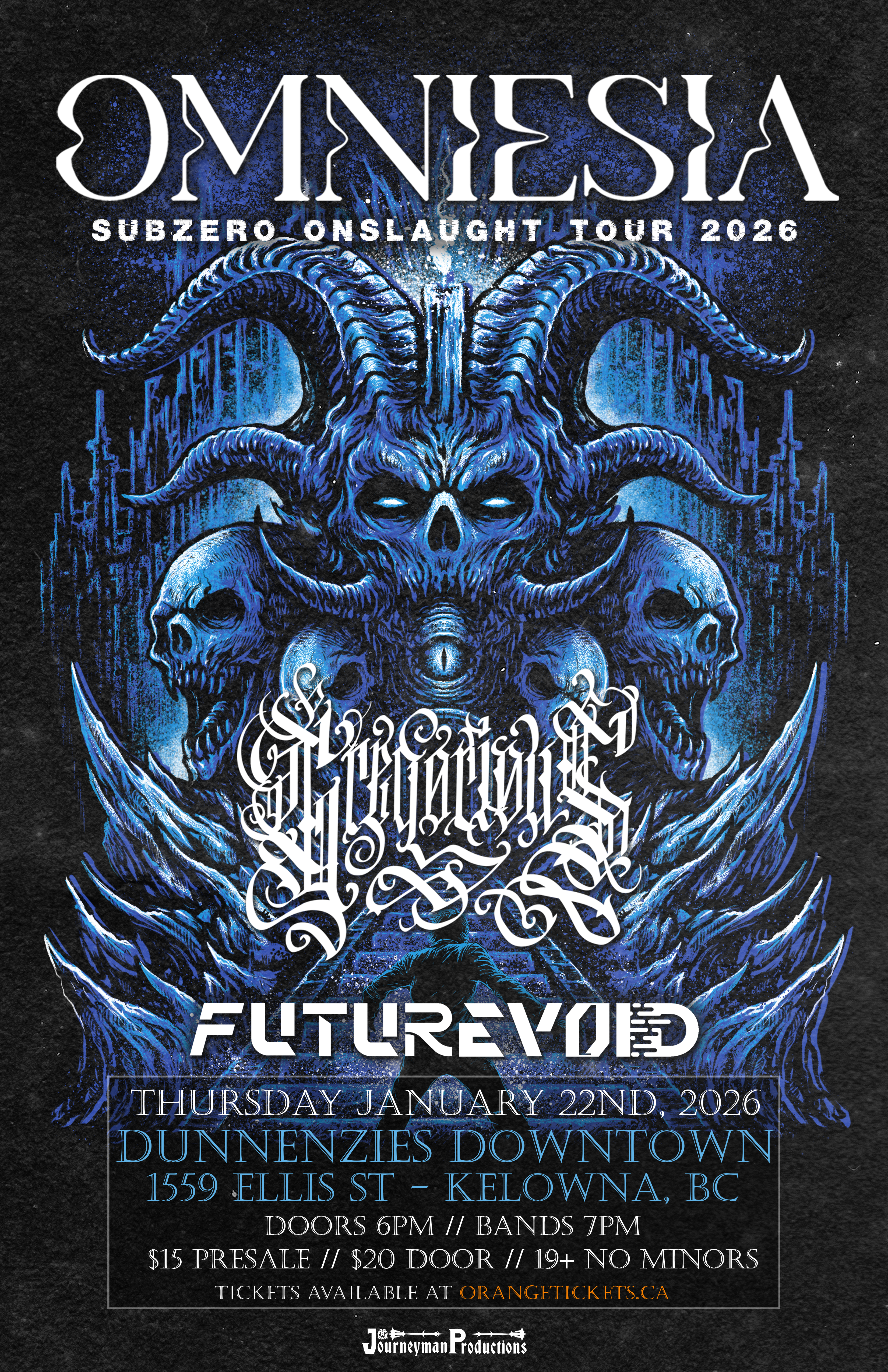 Show poster for Jan 22 at Dunnenzies Downtown with Omniesia, Gregorious & FUTUREVOID